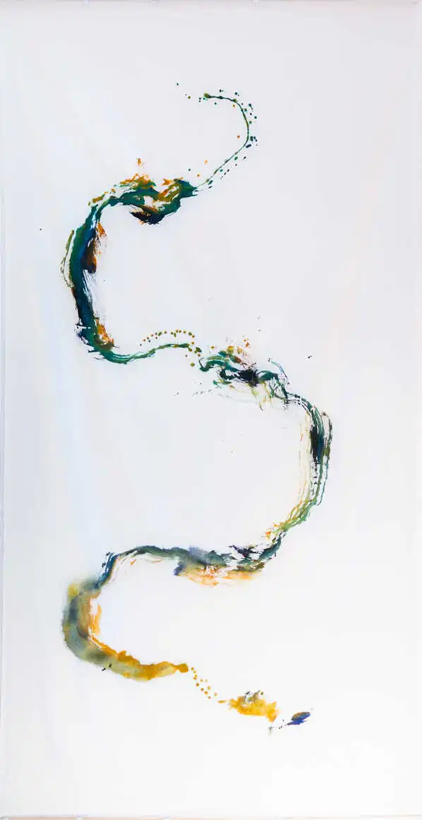 Cloves, ultramarine, turquoise, turmeric, ocher, arabic gum, on cotton fabric. 2020 - 300x150 cm - 118x59 inches