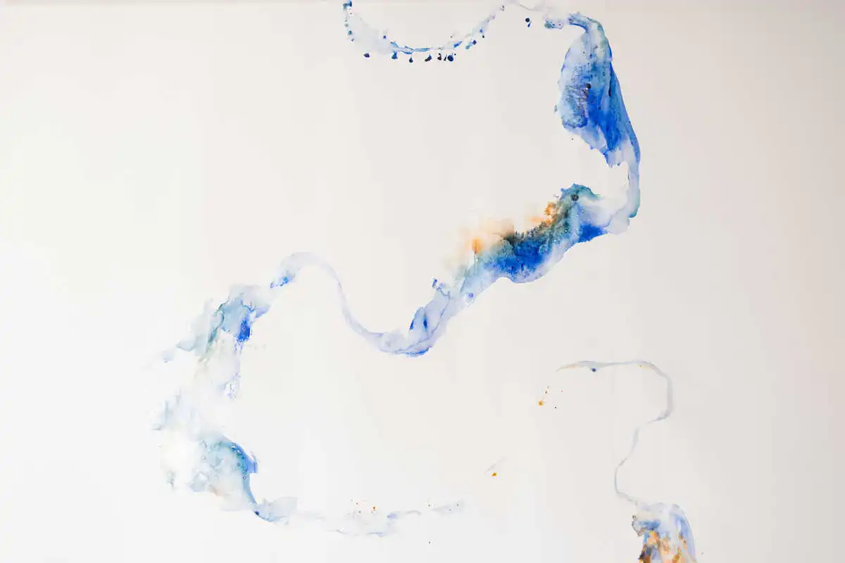 Ultramarine, True emerald powder, ochre, acacia gum
on silk « crepeline », glass rod.
2022 139 cm x 150 cm - 55x 50 inches
