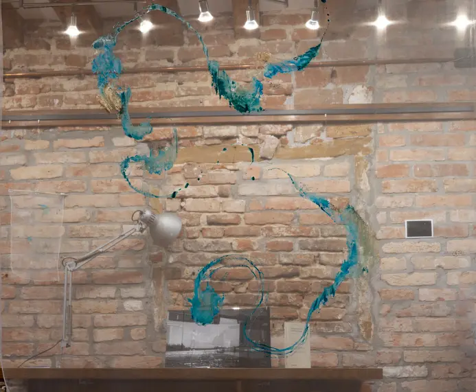 Turquoise, Emerald, golden powder on silk - 2023
139 x 160cm - 55 x 63 inches