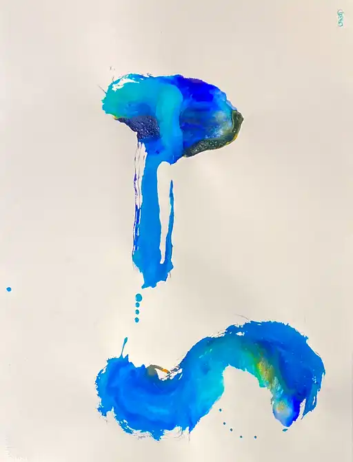 Ultramarine, emerald, turquoise, turmeric and arabic gum on fringed Arches paper 100% cotton 320 g/m2
76 cm x 65 cm - 30 inches x 25 inches